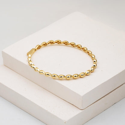 14K Yellow Gold Thin Designer Inspired Hinged Cuff Bracelet