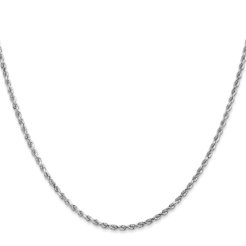 18 Inch 14K White Gold 2mm Diamond Cut Rope Chain Necklace
