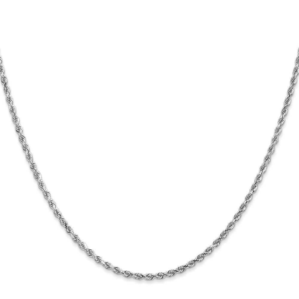 16 Inch 14K White Gold 2mm Diamond Cut Rope Chain Necklace