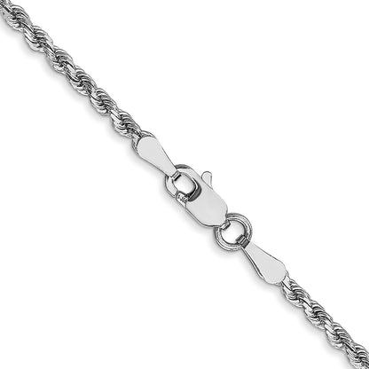 18 Inch 14K White Gold 2mm Diamond Cut Rope Chain Necklace