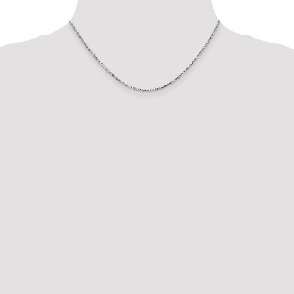 16 Inch 14K White Gold 2mm Diamond Cut Rope Chain Necklace