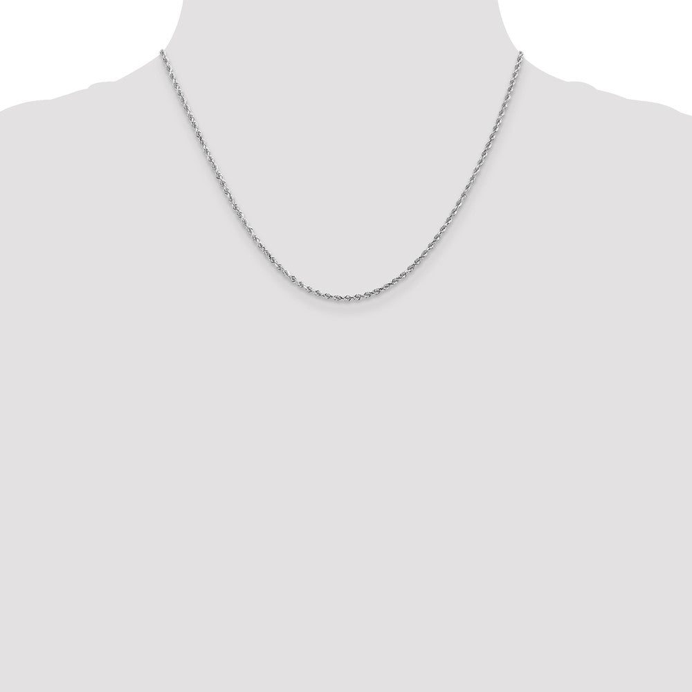 18 Inch 14K White Gold 2mm Diamond Cut Rope Chain Necklace