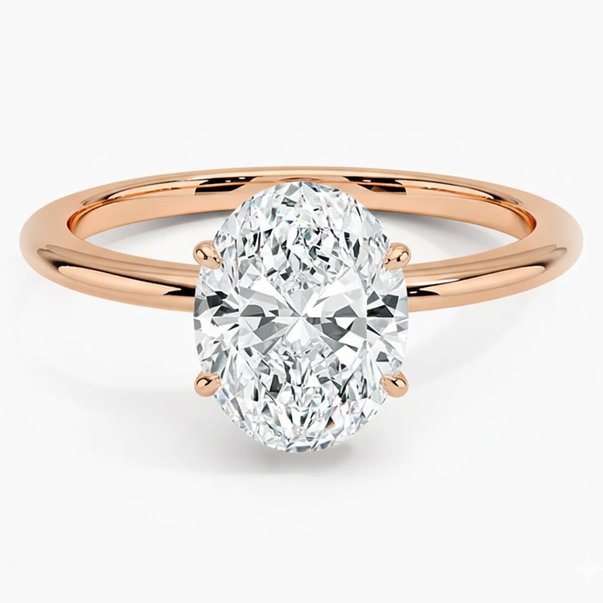 14K Rose Gold 1.50 Ct Oval Moissanite Solitaire Ring