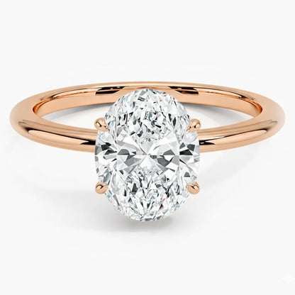 14K Rose Gold 1.50 Ct Oval Moissanite Solitaire Ring