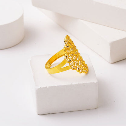 14K Yellow Gold Flower of Life Marquise Ring