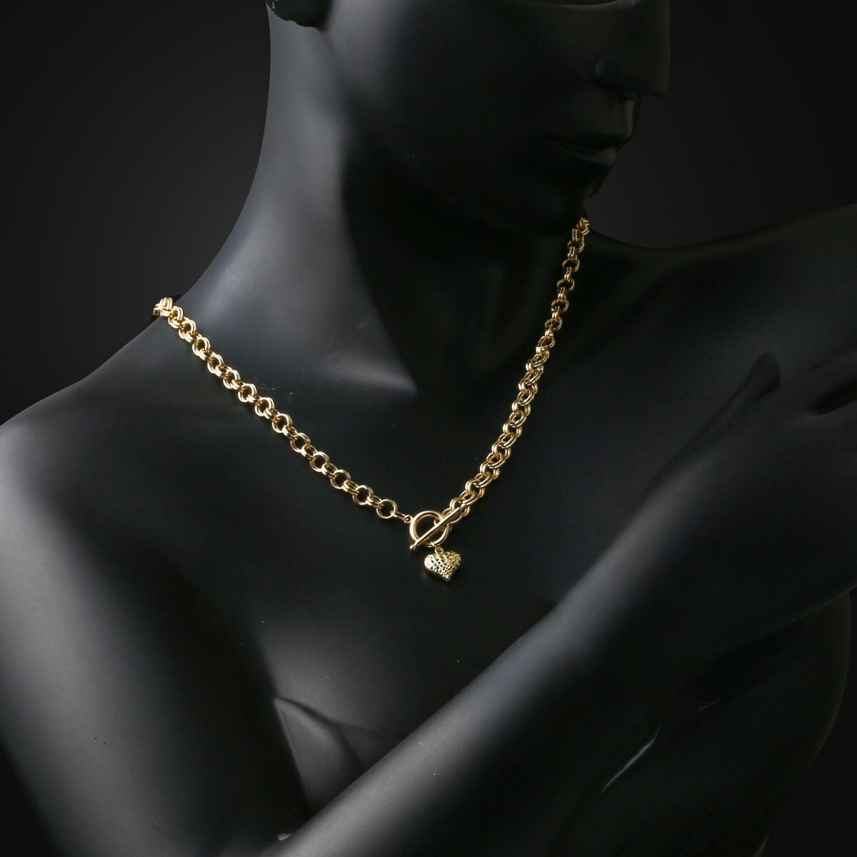 14K Yellow Gold Hoop Chain Chakra Necklace