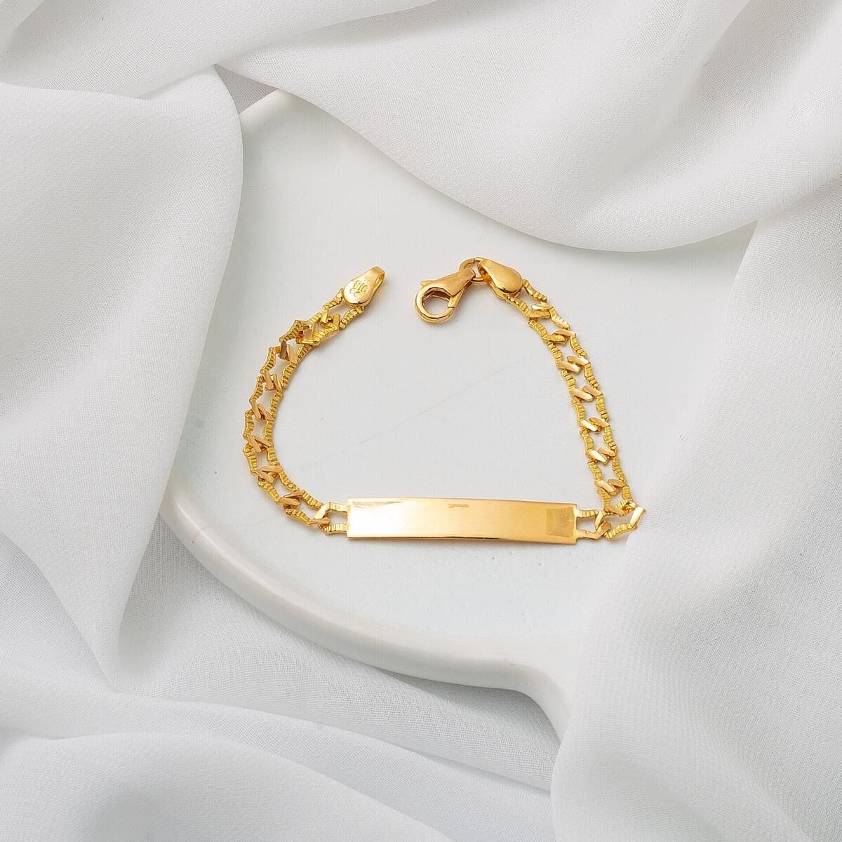 22K Yellow Gold Personalized Name Children's ID Bracelet