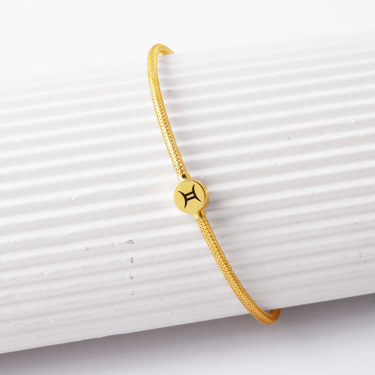 14K Yellow Gold Gemini Zodiac Italian ID Bracelet