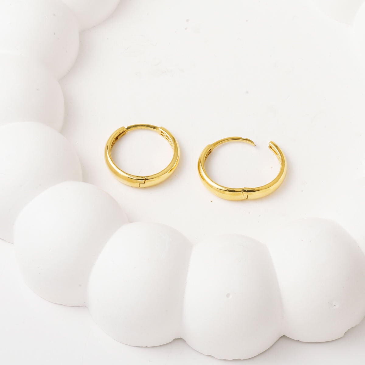 14K Yellow Gold Hidden Lock Hoop Earrings