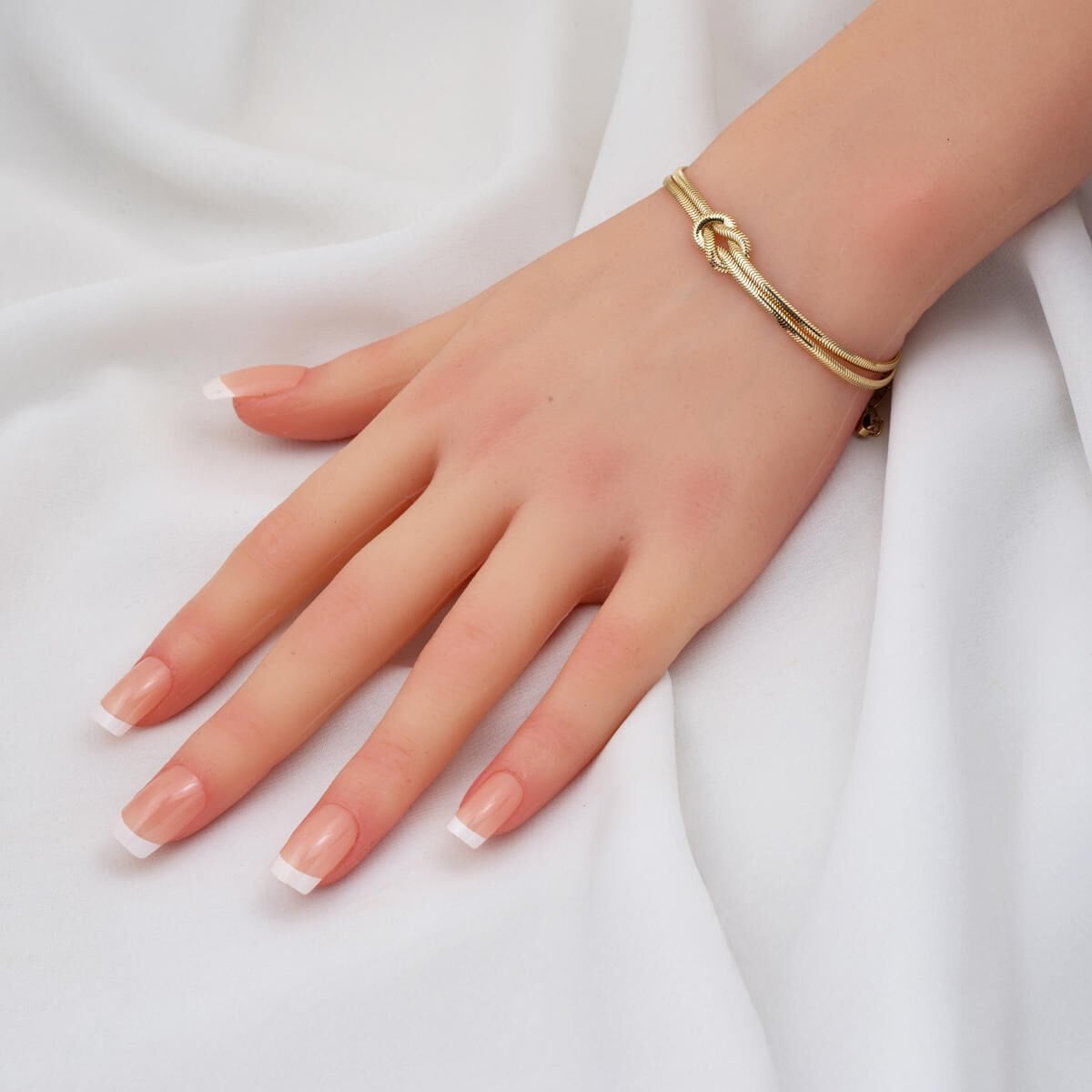 14K Yellow Gold Knotted Herringbone Chain Bracelet