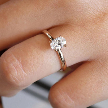 14K Rose Gold 0.50 Ct Oval Moissanite Solitaire Ring
