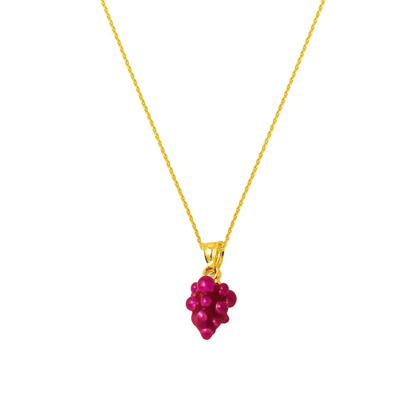 14K Yellow Gold Grape Cluster Enamel Necklace