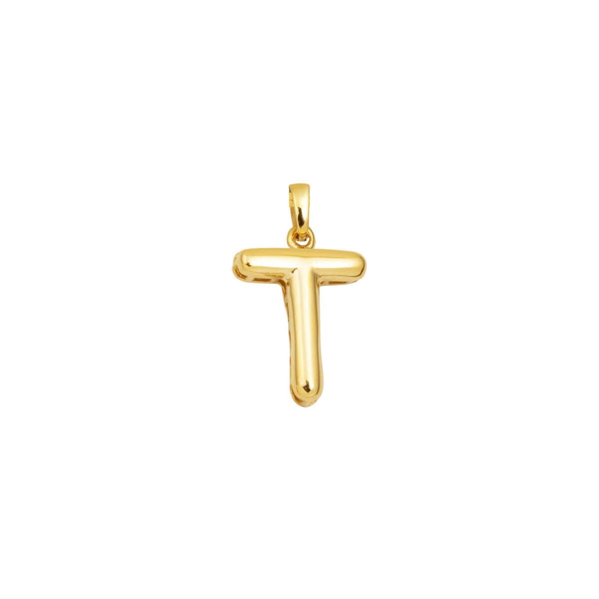 14K Yellow Gold Balloon Design Initial T Pendant