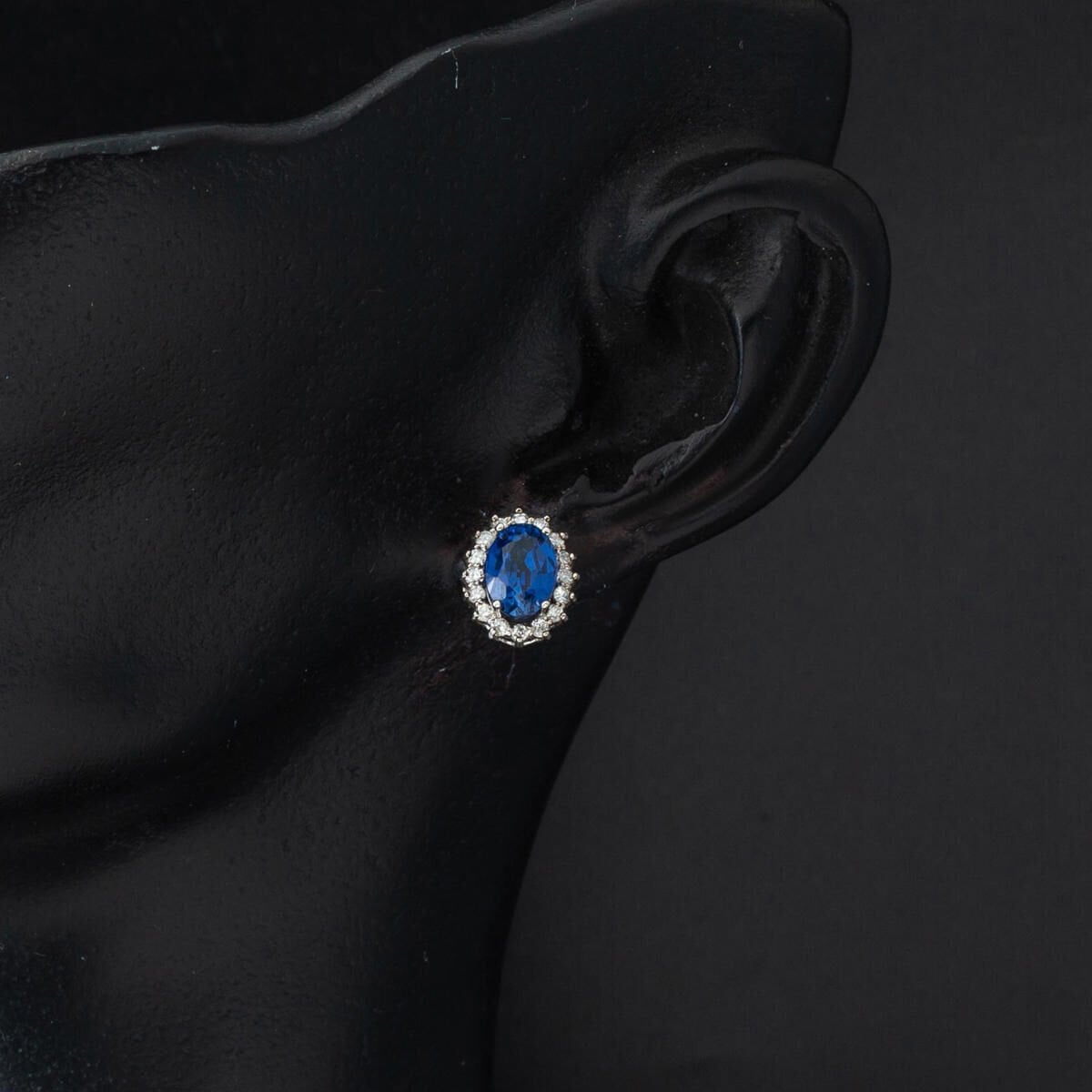 14K White Gold 1.70 Ct Sapphire Diamond Earrings