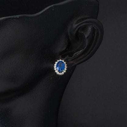 14K White Gold 1.70 Ct Sapphire Diamond Earrings