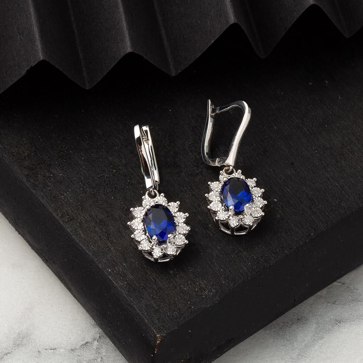 14K White Gold Diamond and Sapphire 3-Piece Set