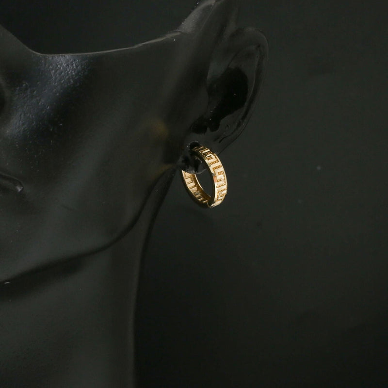 14K Yellow Gold Trendy Design Hoop Earrings