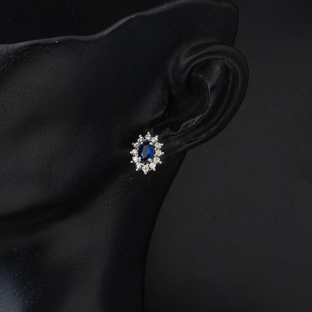 14K White Gold 1.20 Ct Diamond Sapphire Earrings