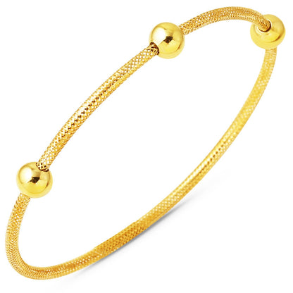14K Yellow Gold Italian Bead Flexible ID Bracelet
