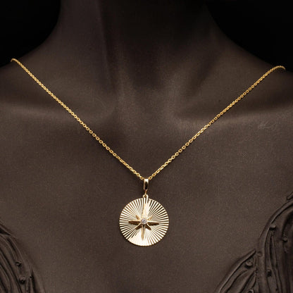 14K Yellow Gold Sparkling North Star Necklace