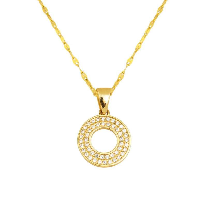 14K Yellow Gold O Initial Cubic Zirconia Necklace