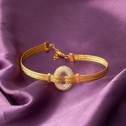 14K Yellow Gold Trabzon Mesh Cubic Zirconia Collar Necklace & Bracelet Set (23.69 g)