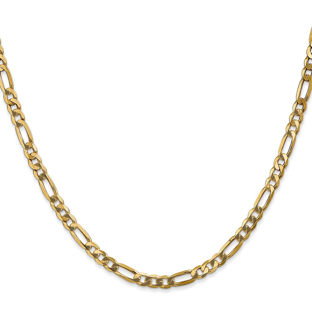 24 Inch 14K 4mm Flat Figaro Chain Necklace