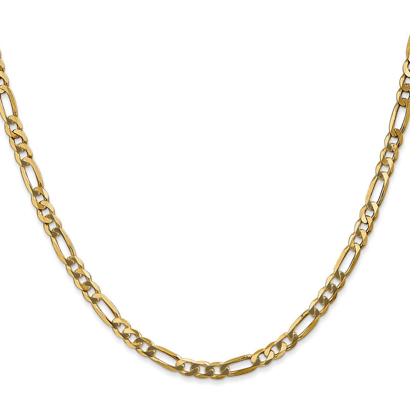 2 Inch 14K Yellow Gold 4mm Flat Figaro Chain Necklace