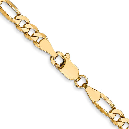 18 Inch 14K Yellow Gold 4mm Flat Figaro Chain Necklace