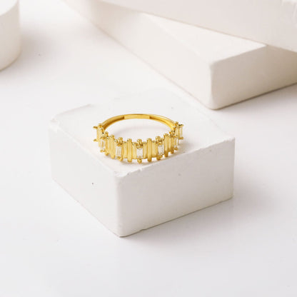 14K Yellow Gold Rhythm Cubic Zirconia Ring