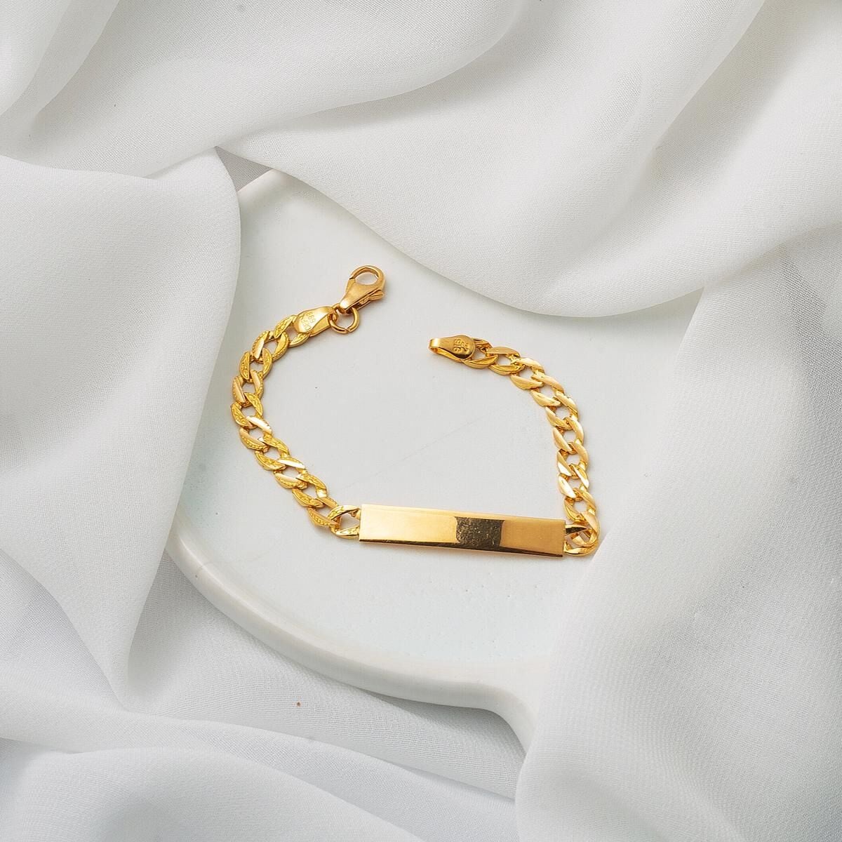 22K Yellow Gold Name Children's ID Bracelet
