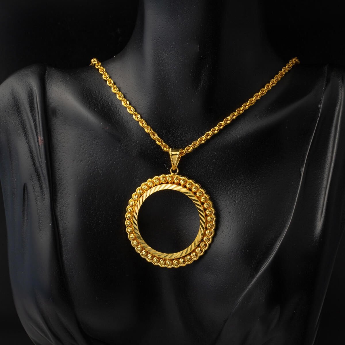 14K Yellow Gold Full Bezel Necklace
