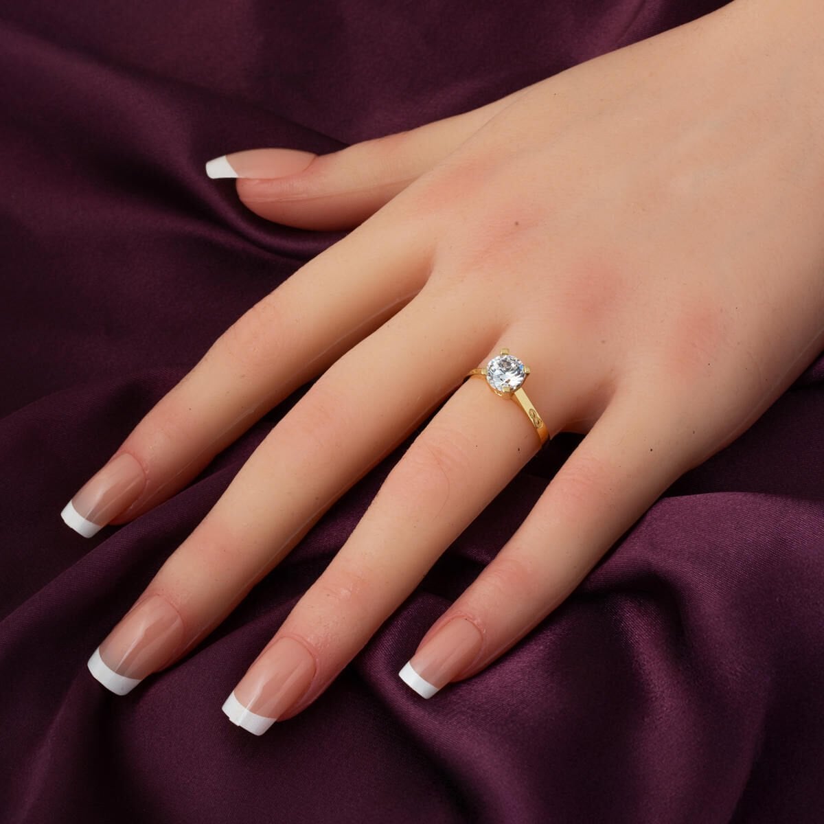14K Yellow Gold Infinity Solitaire Cubic Zirconia Ring