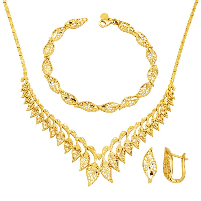 14K Yellow Gold Tulip Wedding Set
