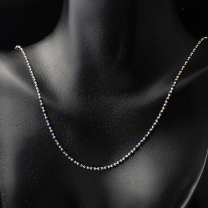 14K Yellow Gold Navy Blue Enamel Chain Necklace
