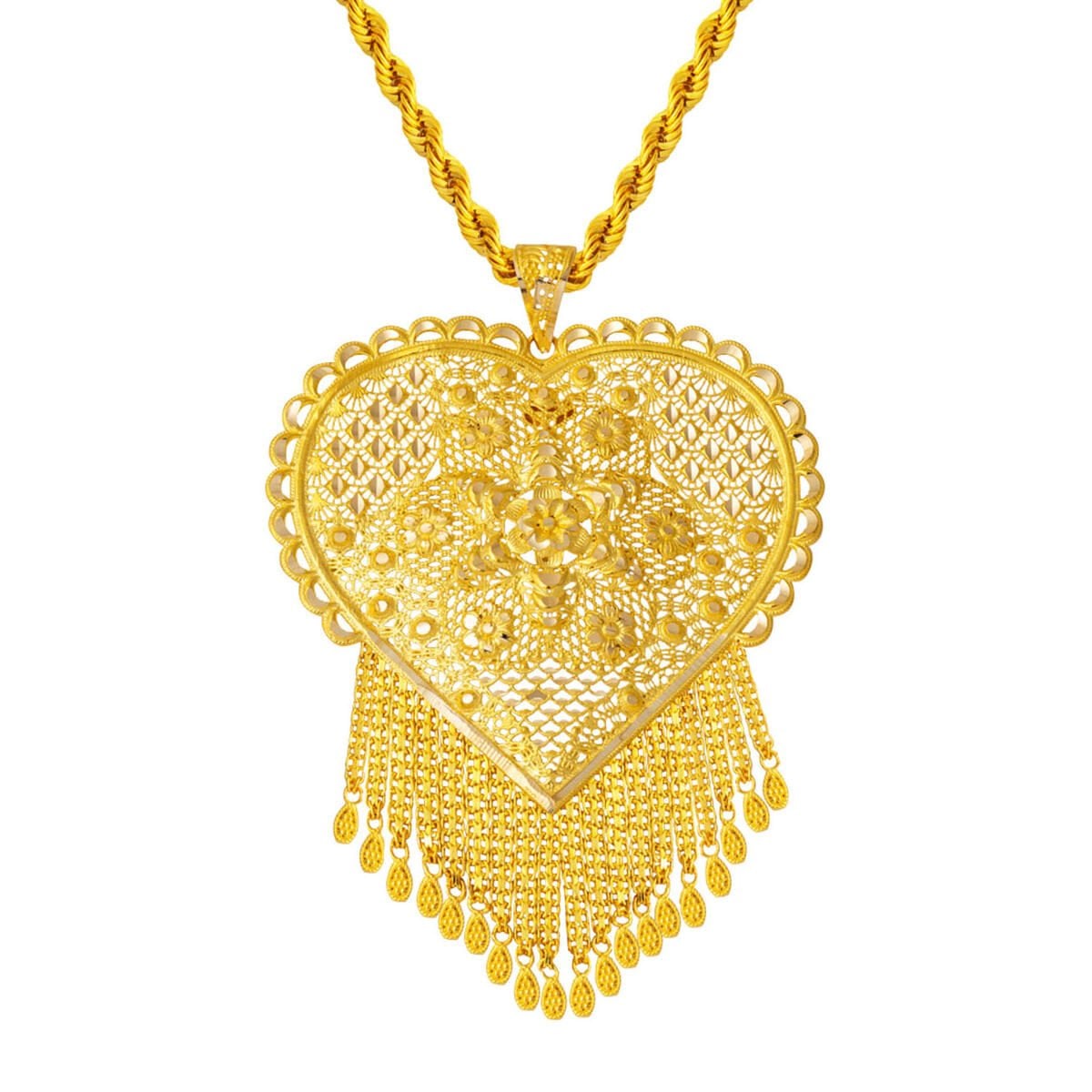 14K Yellow Gold Sun Indian Style Necklace