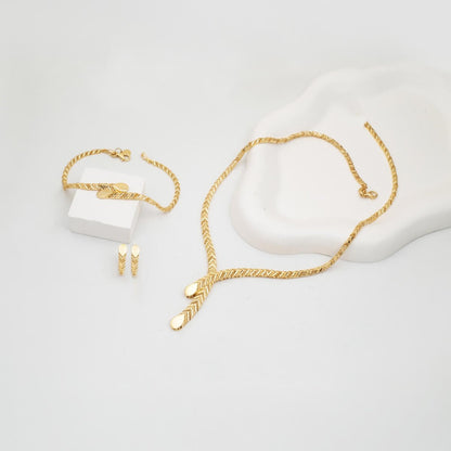 14K Yellow Gold Wheat Jewelry Set (20.89 g)