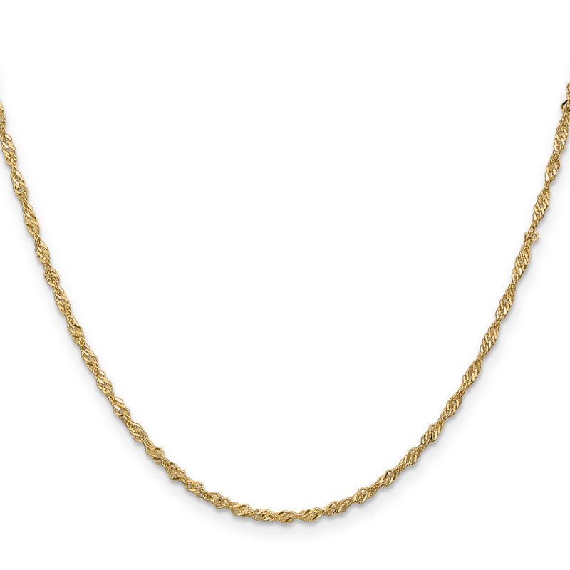 22 Inch 14K 1.6mm Singapore Chain Necklace