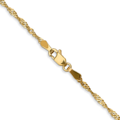 3 Inch 14K Yellow Gold 1.6mm Singapore Chain Necklace