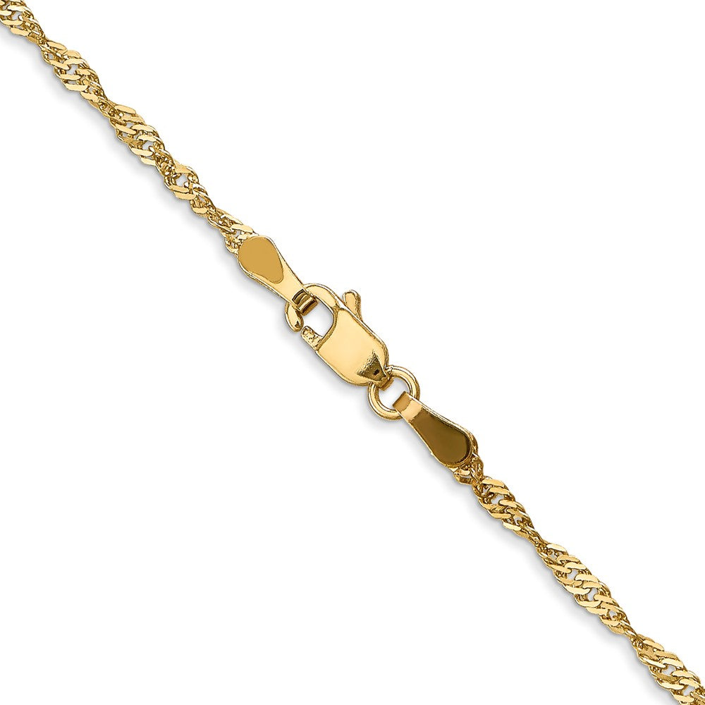 3 Inch 14K Yellow Gold 1.6mm Singapore Chain Necklace