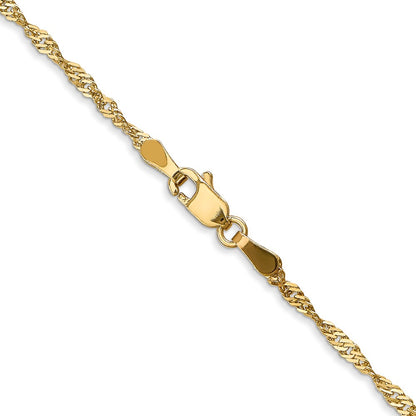 3 Inch 14K Yellow Gold 1.6mm Singapore Chain Necklace