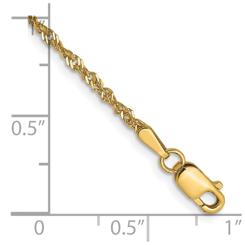 7 Inch 14K Yellow Gold 1.6 mm Singapore Chain Bracelet