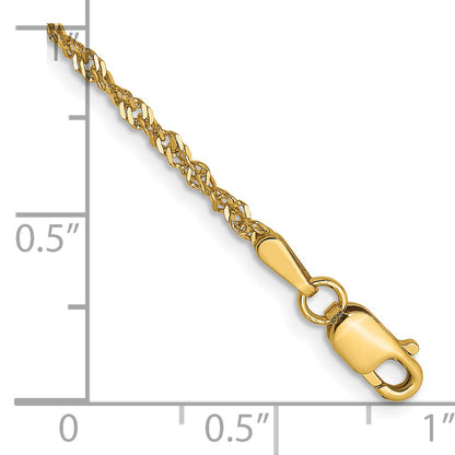 7 Inch 14K Yellow Gold 1.6 mm Singapore Chain Bracelet
