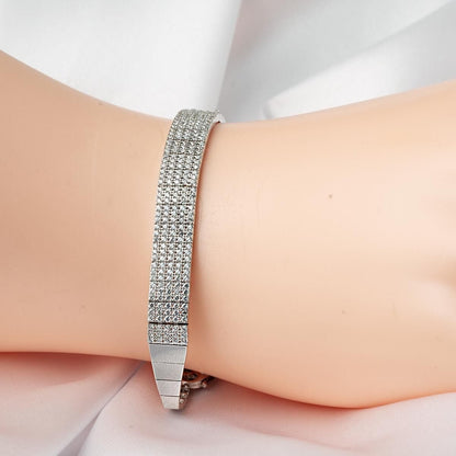 14K White Gold Chevron 5 Row Tennis Cubic Zirconia Set