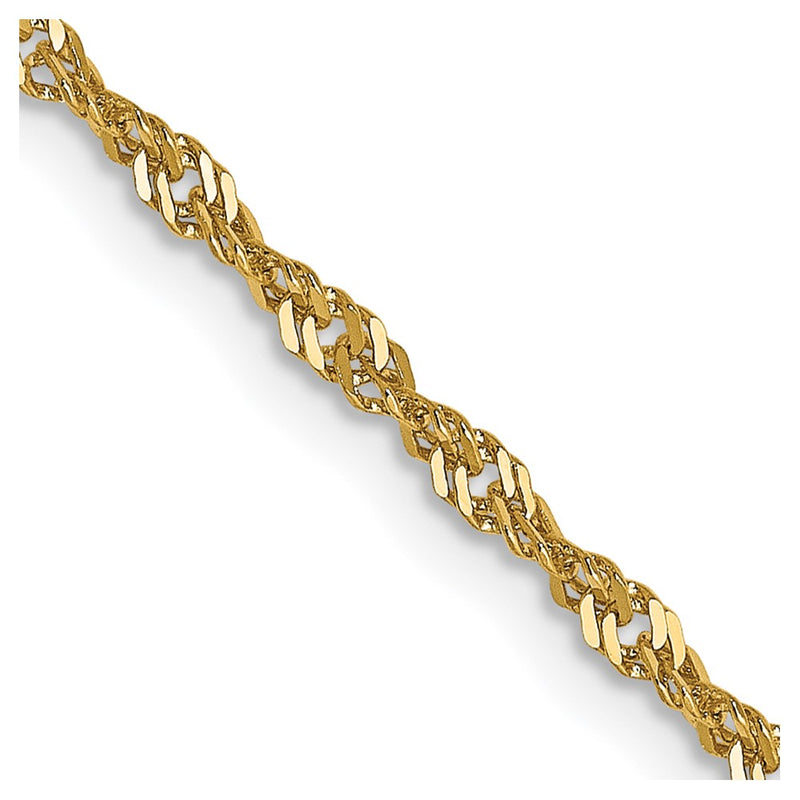 3 Inch 14K Yellow Gold 1.6mm Singapore Chain Necklace