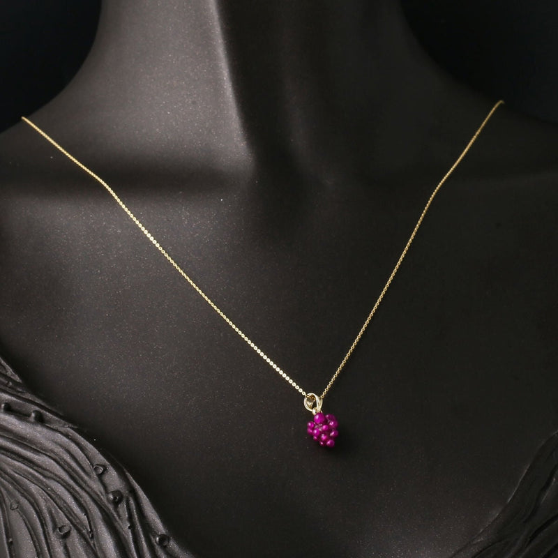 14K Yellow Gold Grape Cluster Enamel Necklace