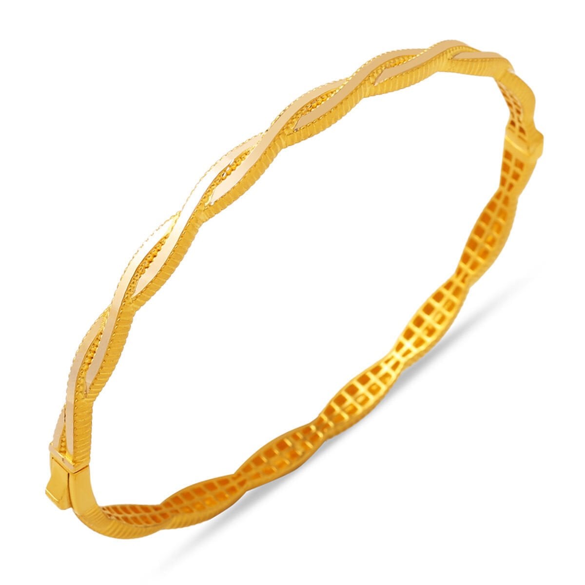 14K Yellow Gold Ivy Ajda Hinged Cuff Bangle