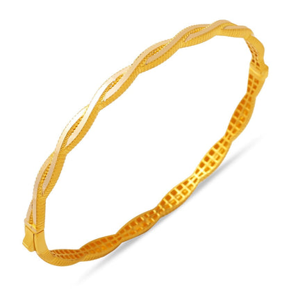 14K Yellow Gold Ivy Ajda Hinged Cuff Bangle