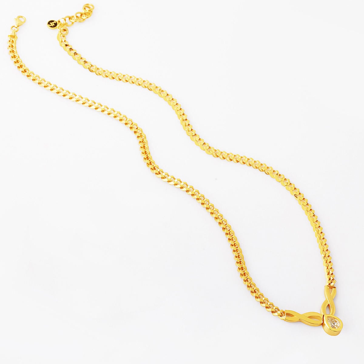 14K Yellow Gold Curb Moissanite Necklace (17.18 g)