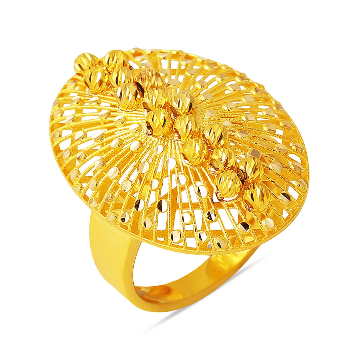 14K Yellow Gold Single Row Gold Bead Ring